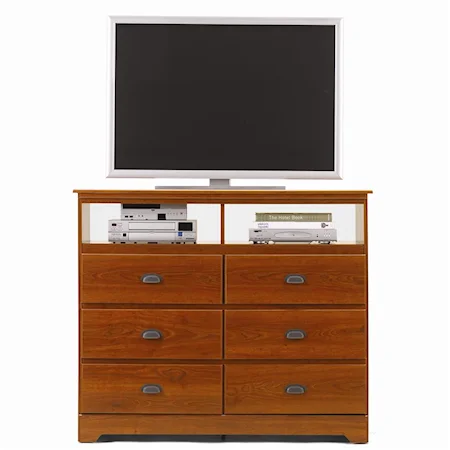 6 Drawer Media Dresser with Roller Glides